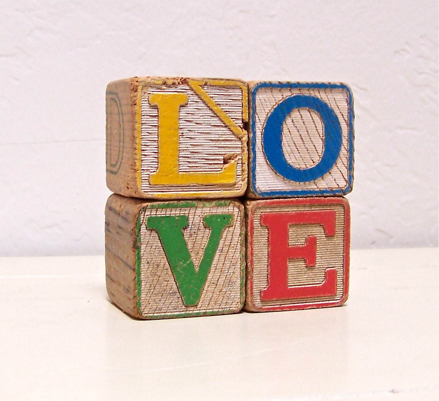 love vintage wooden letter blocks