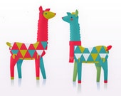 Lovely festive llamas, printable paper ornament kit. Download instantly this DIY template/pattern to print & make 3 llamas- by Happythought. Il_170x135