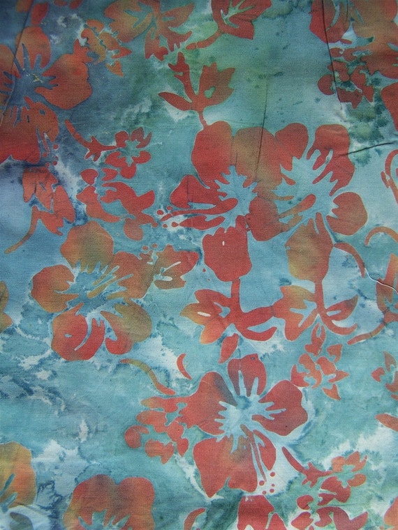 fabric Heavenly Hibiscus Flowers batik 1 yard one yd