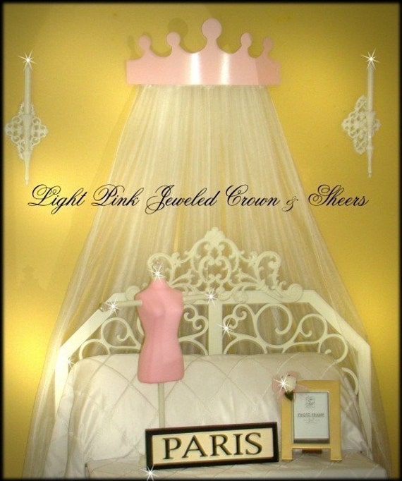 Light Pink Princess Jeweled Crown Tiara Bedroom Canopy WITH