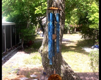 MORNING SONG--Copper Wind Chime with blue patina