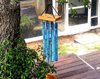 WOODLAND--Copper Wind Chime with blue patina