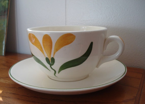 and cup vintage Bowl Chowder saucer  Vintage and large Planter Antique Large Saucer Cup Coffee