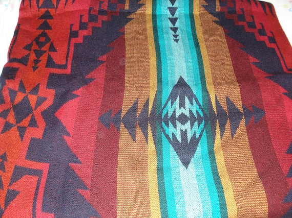 Vintage Native American Inspired Blanket Tribal Throw Mexican