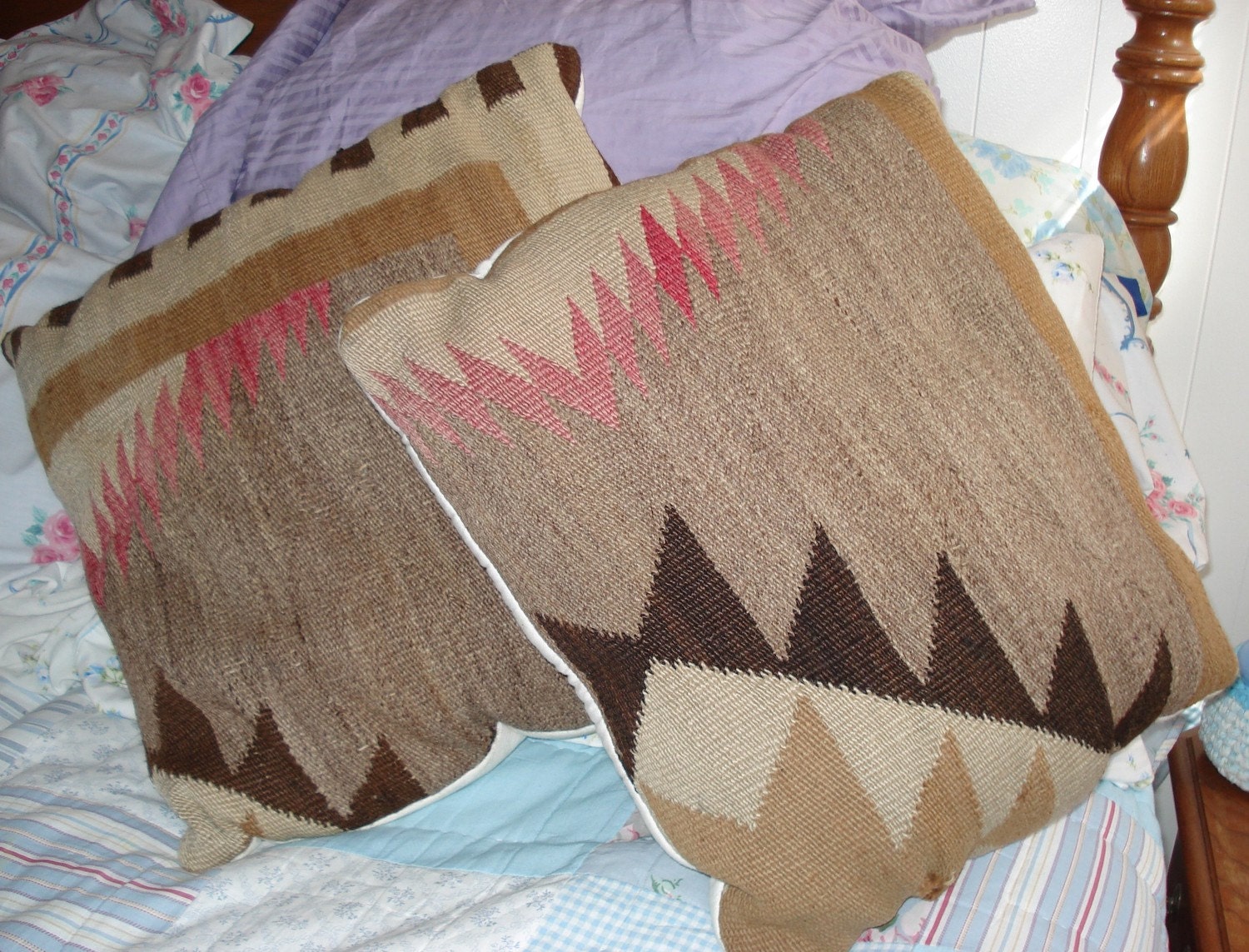 Two Pillows Vintage Throw Pillows Repurposed Native American