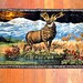 Vintage 70s Tapestry Wall Hanging Stag in the Marsh at Sunset