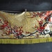Vintage 70s Tapestry Wall Hanging Rug Asian Motif Red Blossoms in Winter
