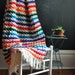 Vintage Afghan Blanket Rainbow Stripes with White