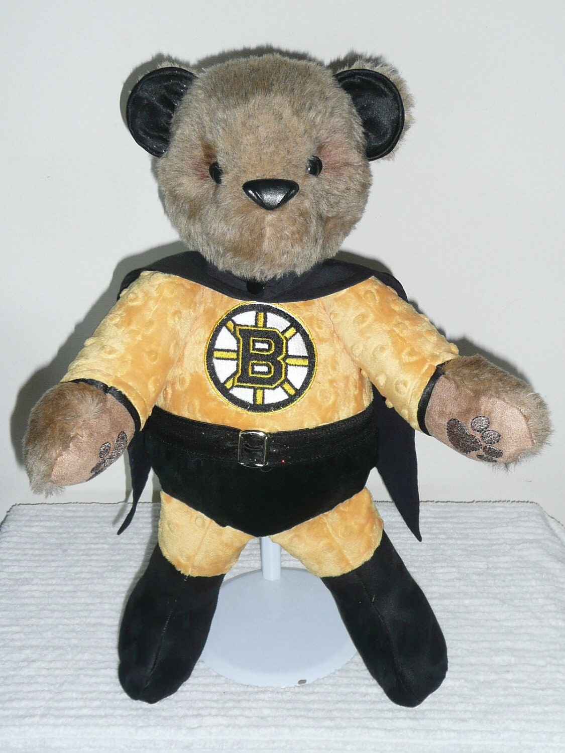 Boston Bruins Stuffed Teddy Bear SuperHero by NiceThreads on Etsy