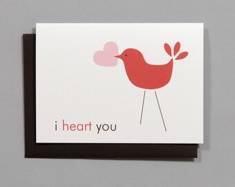 Little Bird (I Heart You) Valentine's/Wedding/Anniversary/Engagement 4-Bar Folded Card