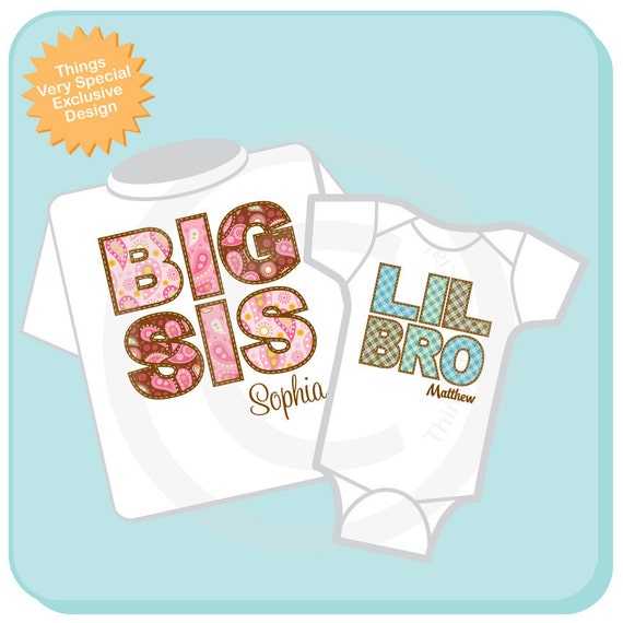 Girls and Boys Set of Two Big Sister and Lil by ThingsVerySpecial