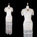 1930s Dress THE SPLENDID LIFE Vintage Ivory White Hand Crochet Floral Knit Garden Party Deco Wedding Gown s