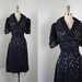 1930s Dress - NEVER SAY NEVER Vintage 30s Sheer Navy Puff Deco Party Tea Dress m