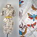 1960s Dress - EMBERIZA Vintage 60s Novelty Print BIRDS MOTHS Cotton Day Shirt Dress
