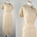 40s Dress - BUTTERCREAM FROSTING Vintage 1940s Ivory Rayon Gabardine Deco Hourglass Dress l xl