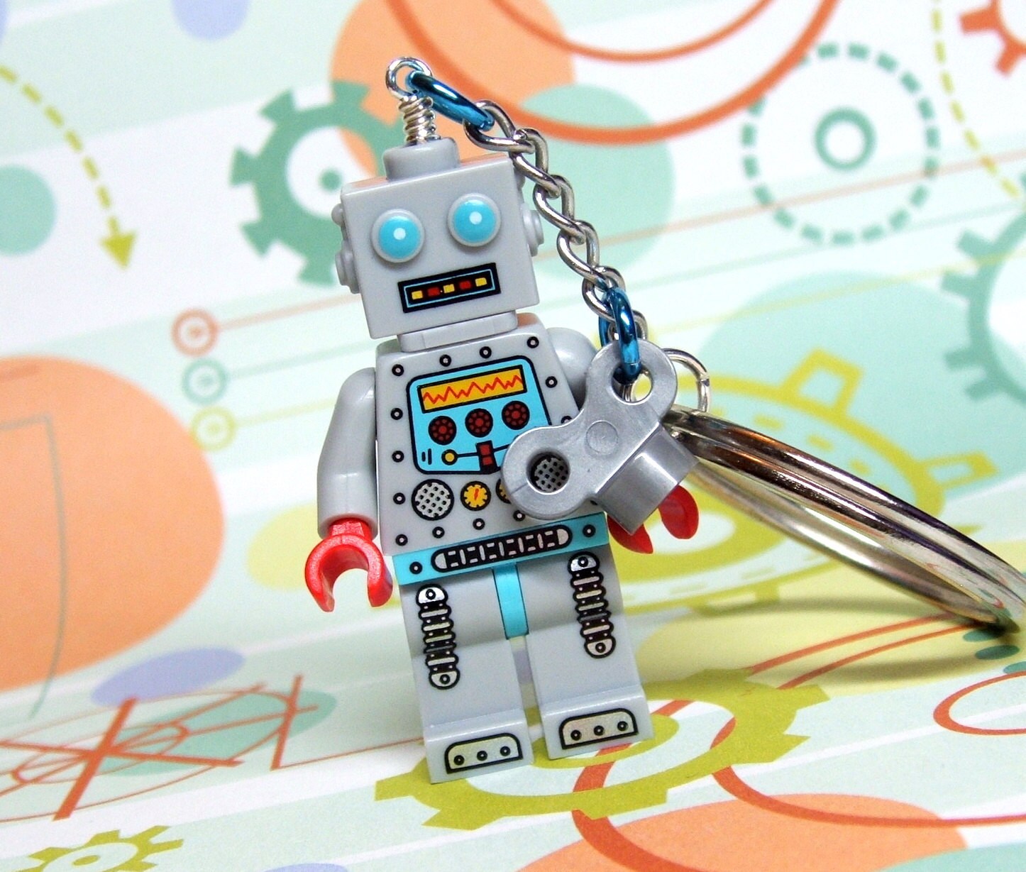 robot key chain made from series 6 lego minifigure robot key chain made from series 6 lego minifigure