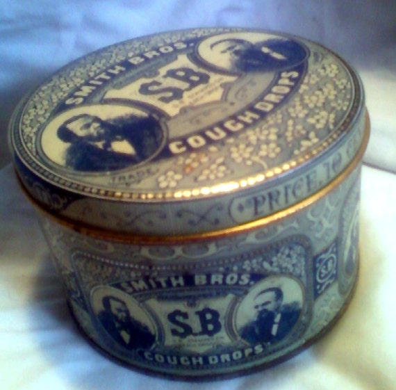 Vintage Round Smith Brothers SB Cough Drop Tin