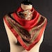 Vintage 1980s Cherry red Oriental unisex ornamental scarf