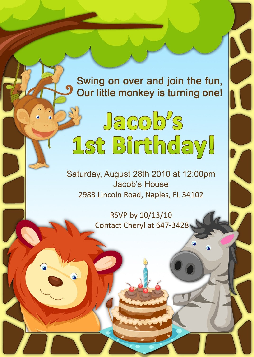 safari 1st birthday invitations