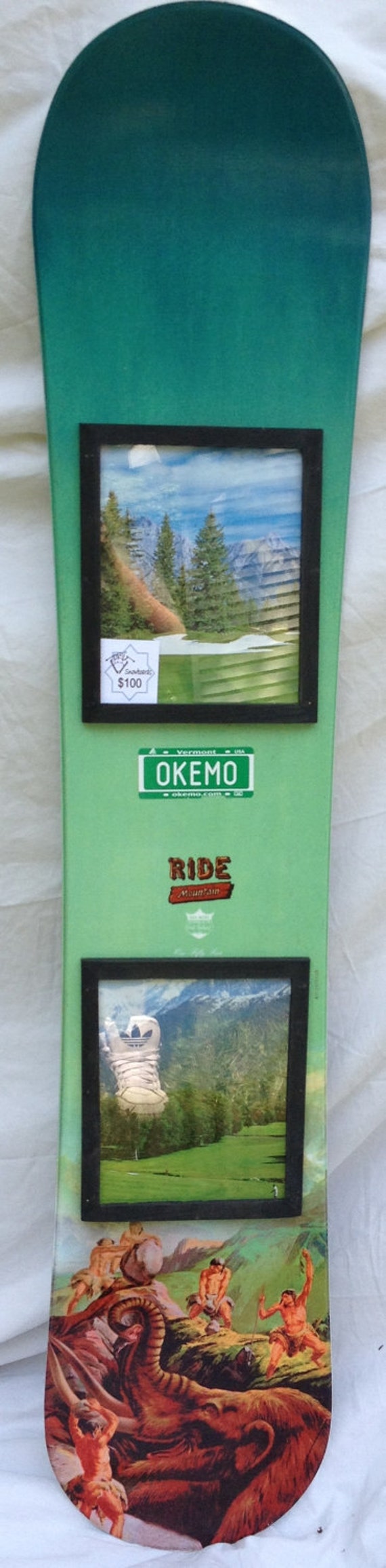 Items similar to Snowboard Picture frame made out of a Recycled
