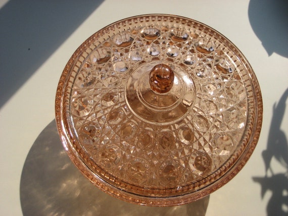 Items similar to Vintage Pink Depression Glass Candy Dish ...