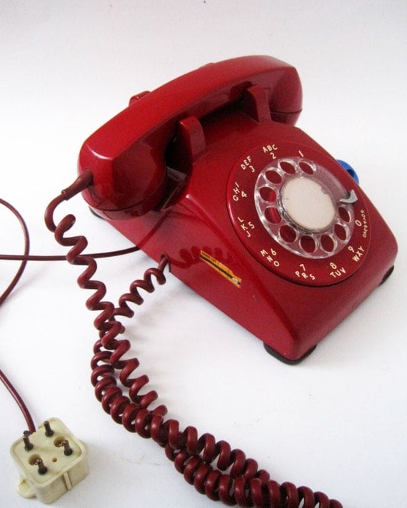 Vintage Red Rotary Dial Telephone Western Electric