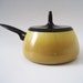 RESERVED. Vintage Atomic Age Yellow Enamel Saucepan