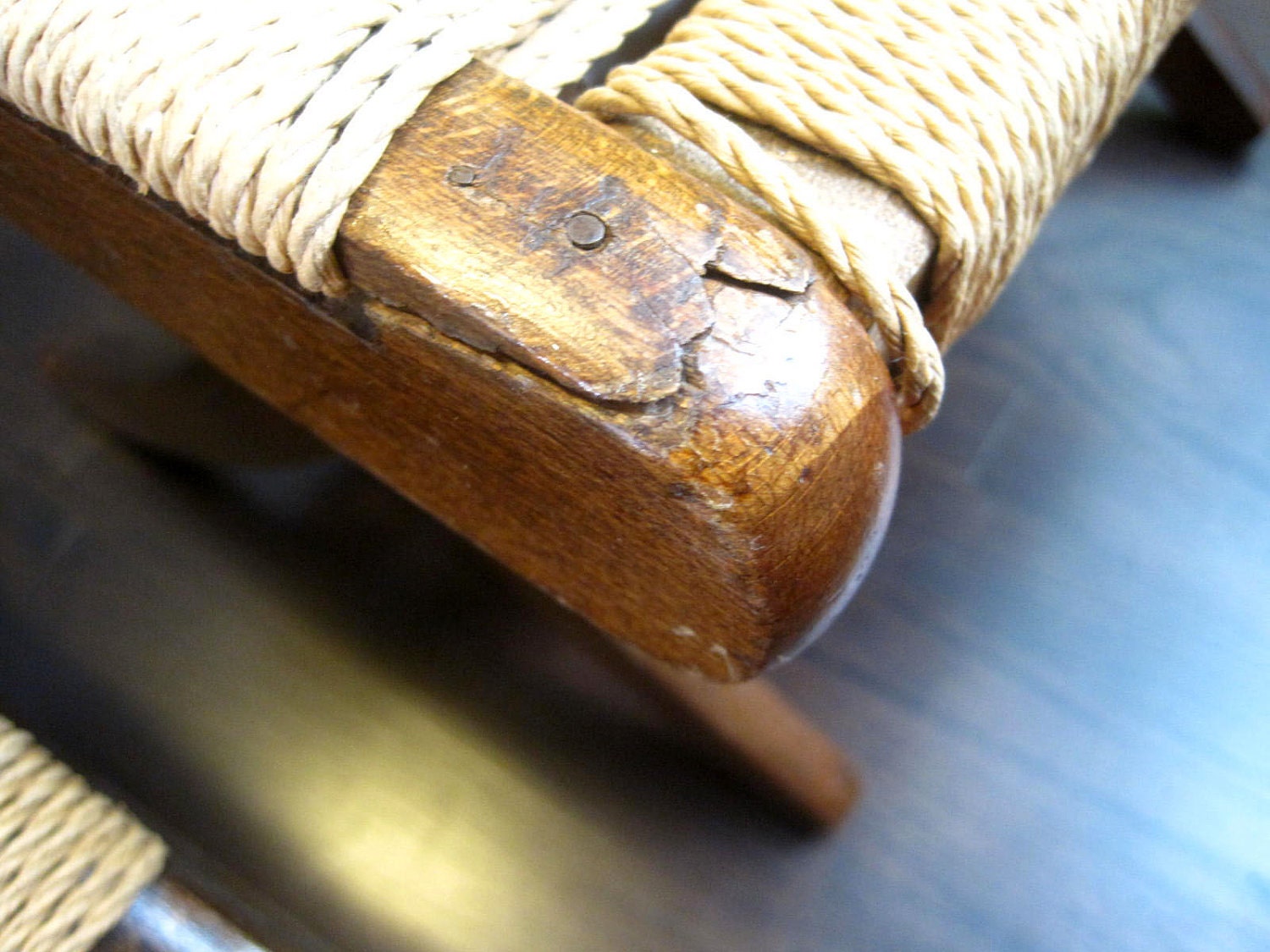 Mid Century Danish Modern Wegner Inspired Rope Lounge Chair