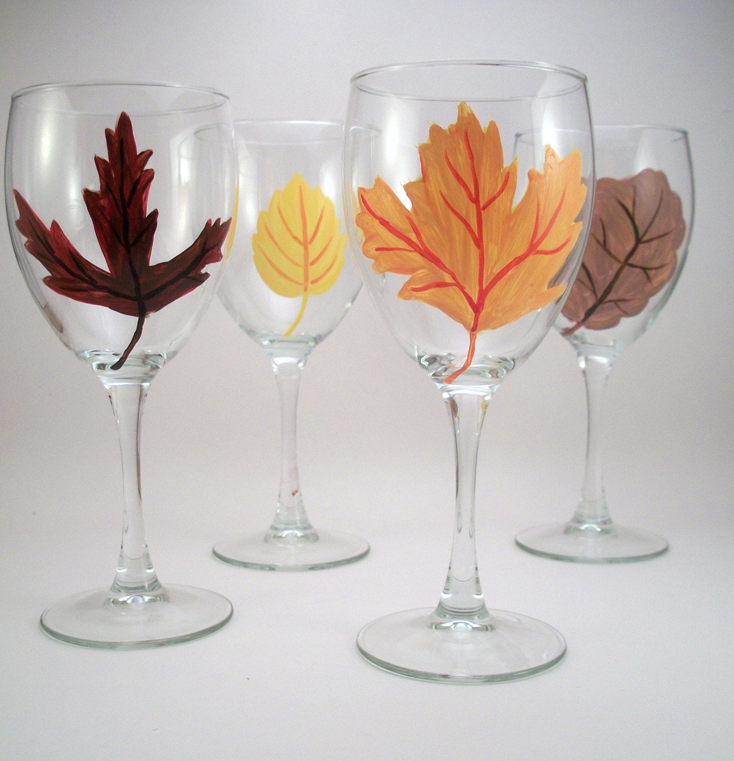 Fall Leaves Hand Painted Wine Glasses Fall Table Setting