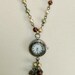 Antique Brass Watch Pendant in Green Brown Gold