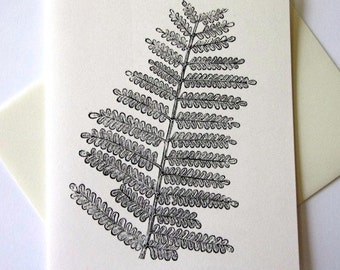 Fern Leaf Note Cards Stationery Set of 10 Cards