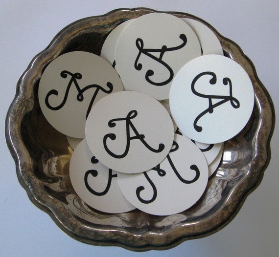 Monogram Tags Round Gift Tags Set of 10