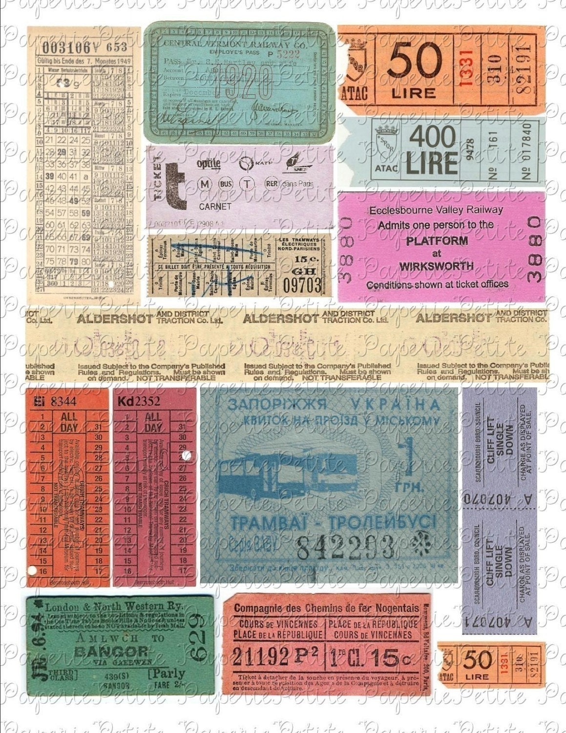 Vintage Ticket Stubs Digital Download Collage Sheet