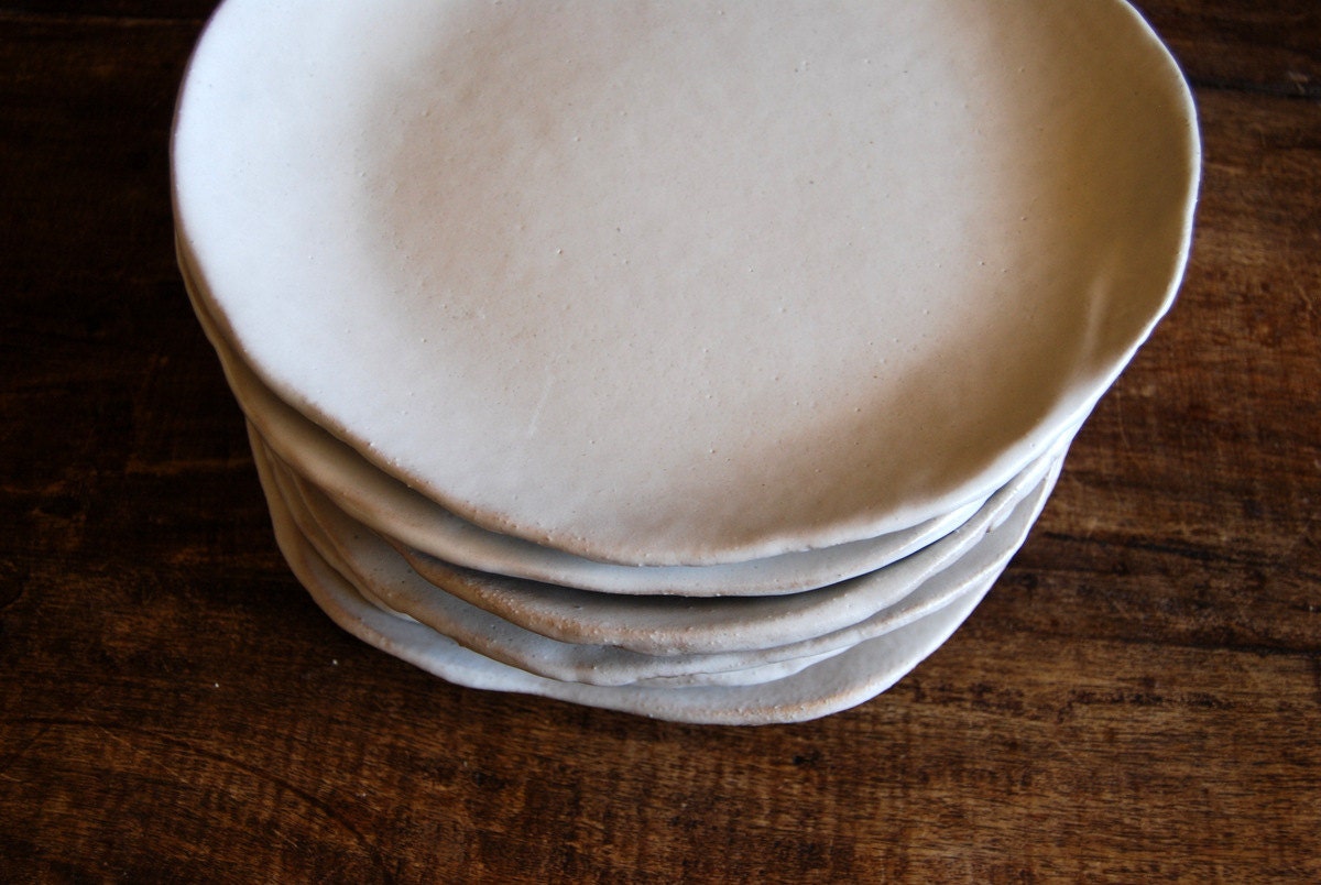 White ceramic dinner plates Set of 4 white by BlueDoorCeramics