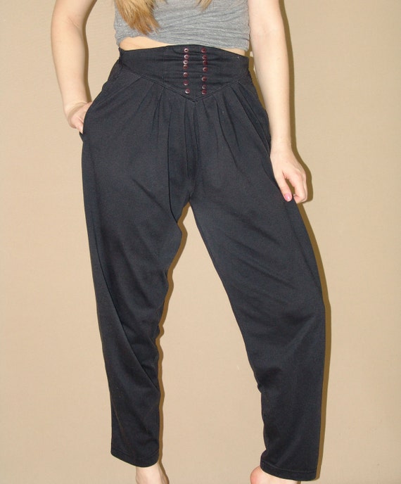 1980s black Womens Harem Pants by YBretro on Etsy