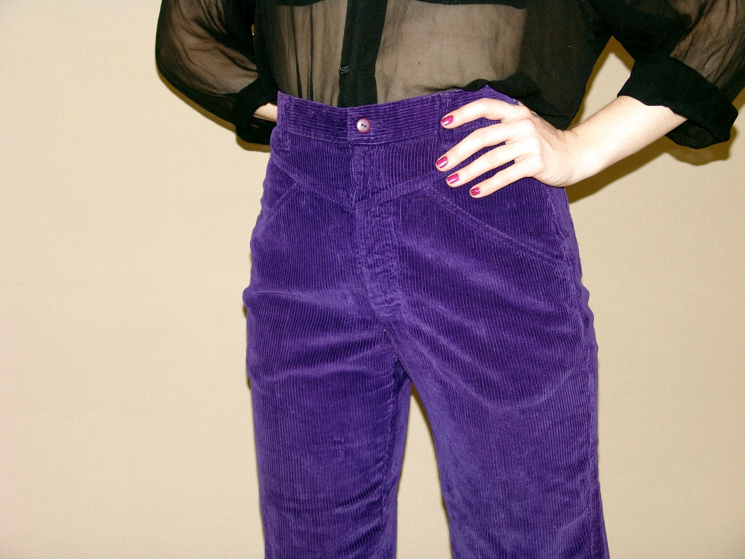 purple corduroy trousers