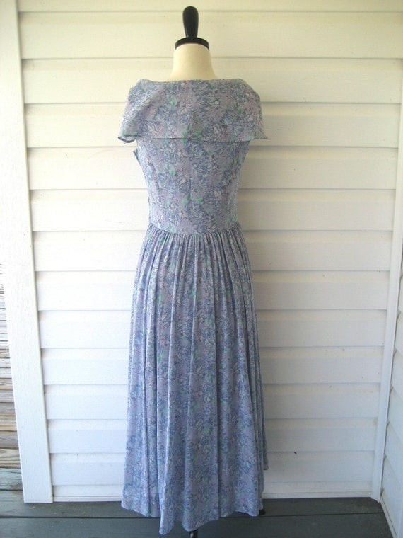 Vintage Laura Ashley cotton summer dress full sweep garden