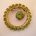CLOSING SALE Vintage rhinestone circle brooch peridot