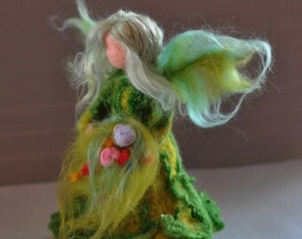 Needle Felted Wool Garden Fairy Waldorf doll