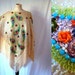 1960s Couture Sequin Beaded Fringe Cape - Red Carpet - Cream Turquoise Coral - Formal Cocktail - Hong Kong