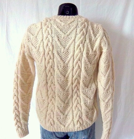 RESERVED Fisherman Cable Knit Sweater Toasty Warm Cream Wool