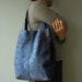 Blue tote with dark blue print