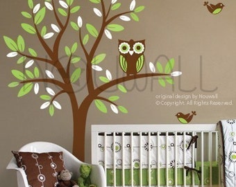Tree Wall Decals Wall Stickers Tree Decal - Owl on Tree - 089 -children wall decal