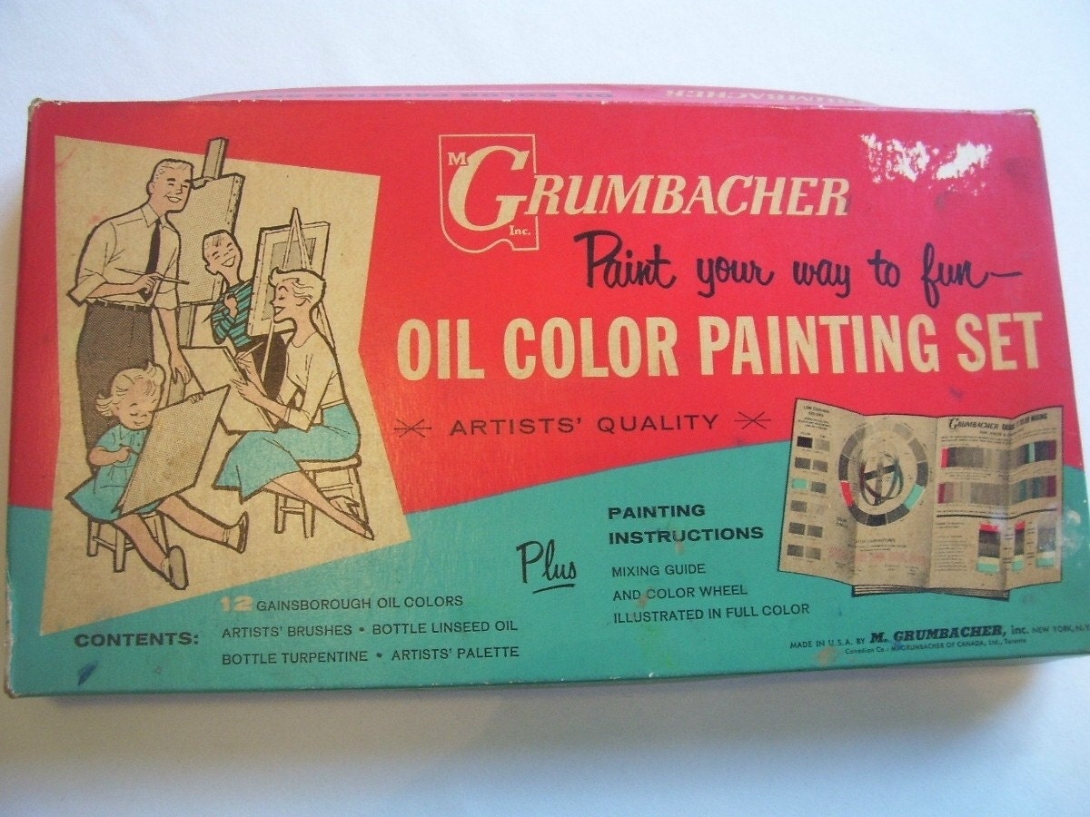 Vintage Grumbacher Oil Painting Set by SaveTheVintage on Etsy