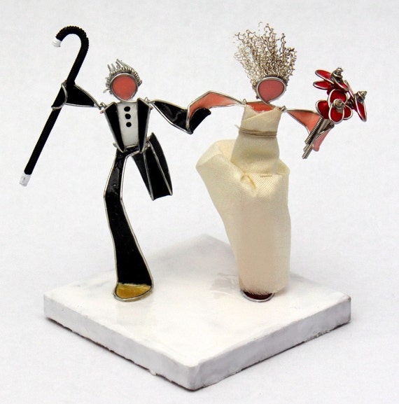 The Running Bride and Groom Custom Wedding  Cake  Topper 