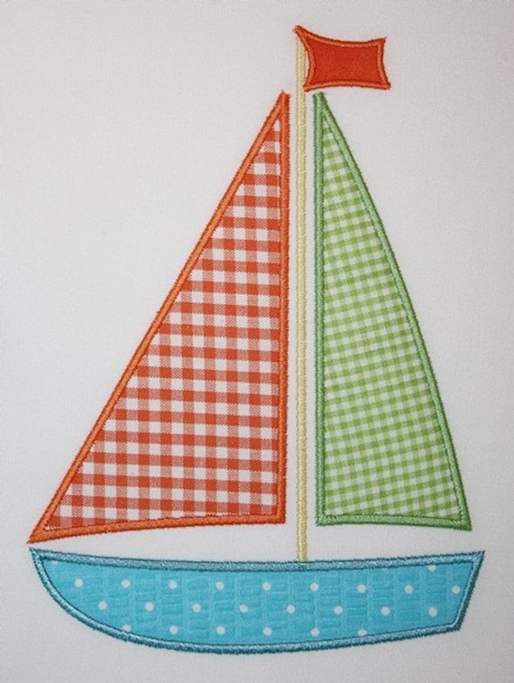 items similar to 071 sailboat machine embroidery applique