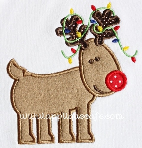 236 Rudolph with Lights Machine Embroidery Applique Design