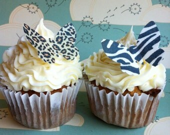 The Original EDIBLE BUTTERFLIES -small Animal Print - Cake & Cupcake toppers - Food Decorations