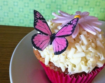 The Original EDIBLE BUTTERFLIES - small Pink Monarch - Cake & Cupcake toppers - Food Decorations