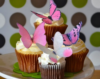The Original EDIBLE BUTTERFLIES - Large Assorted Pink - Cake & Cupcake toppers - Food Decorations